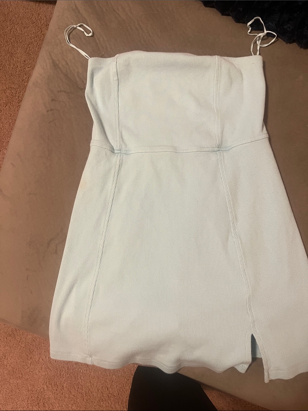 Light Blue Spaghetti Strap Mini Dress Can be strapless